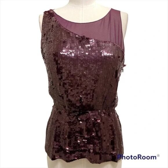 ALICE + OLIVIA Sequin Peplum Top Berry NWT size Small - Picture 2 of 13